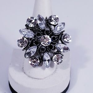 Etched Metal, Sparkly Designed Adjustable Ring